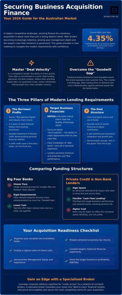 business acquisition finance requirements